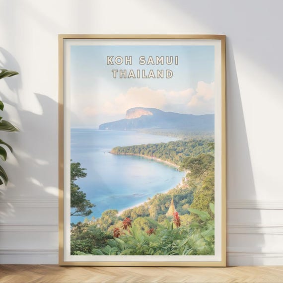 Koh Samui Thailand Poster Tropical Island Print Southeast Asia Beach Art Ocean View Wall Decor Thailand Travel Gift