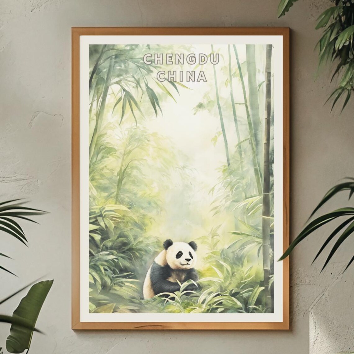 Chengdu China Giant Panda Resting In Bamboo Forest Sanctuary Poster - Image 2