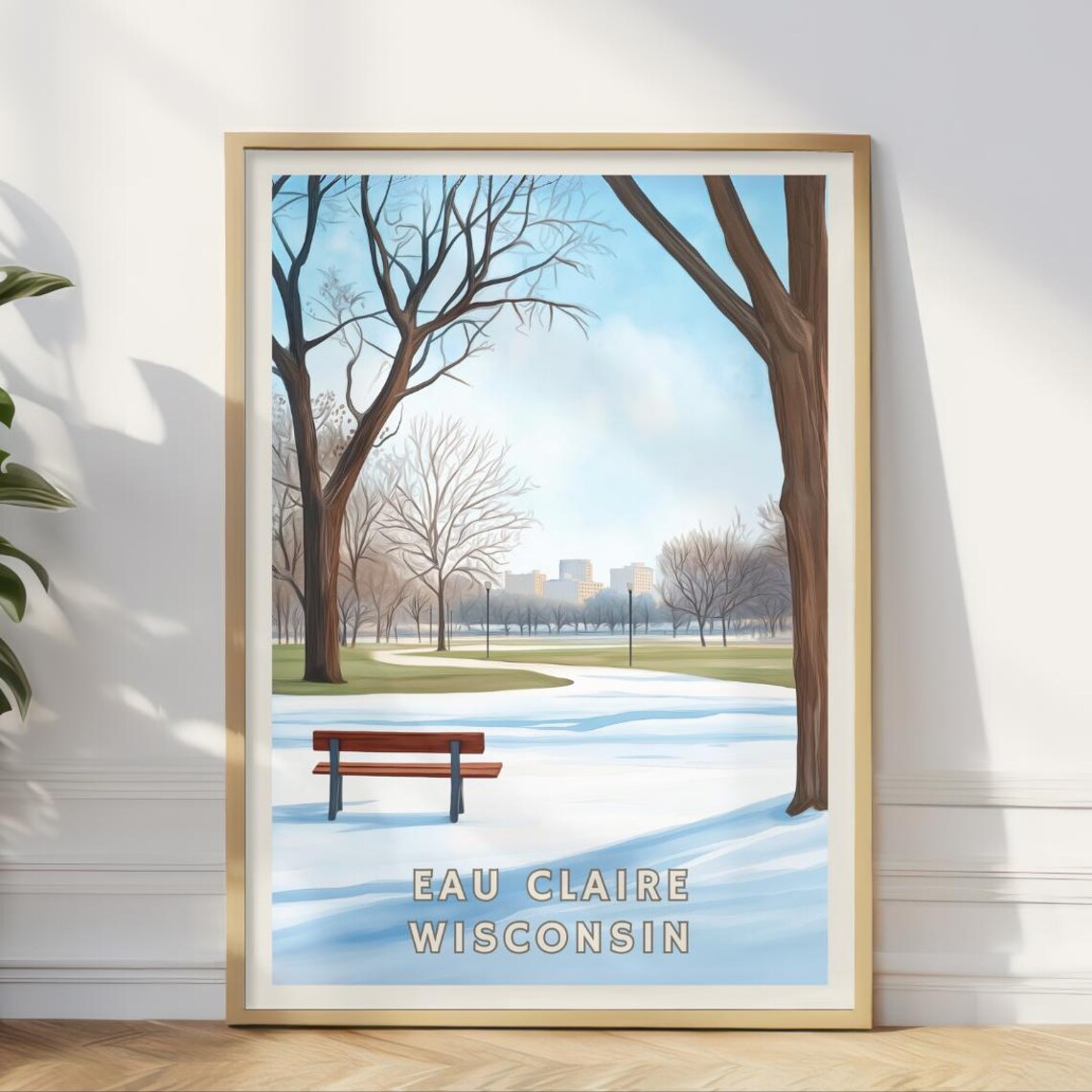 Eau Claire Wisconsin Winter Poster, Snowy City Park