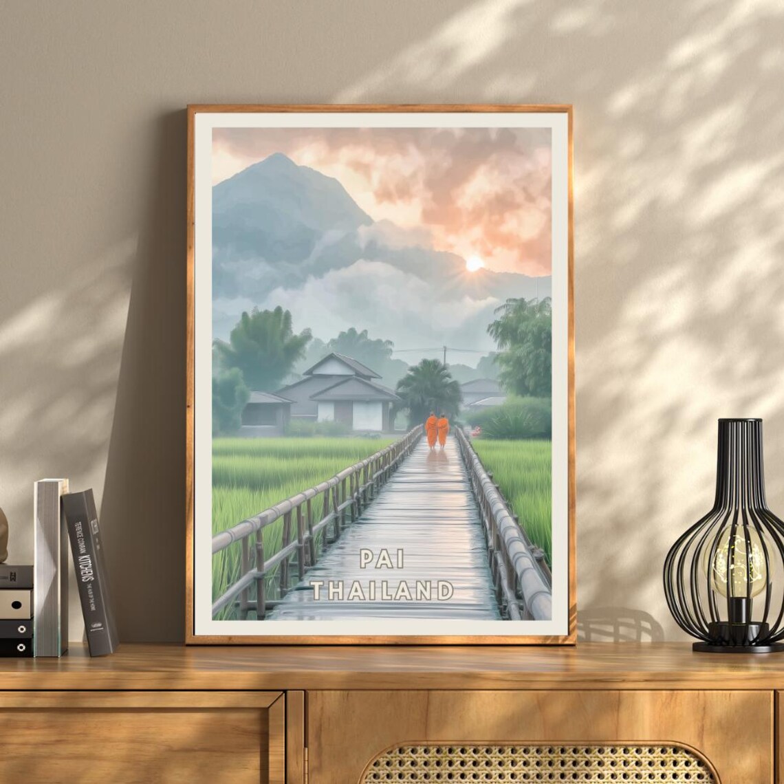 Pai Thailand Travel Poster, Rice Field Landscape - Image 3