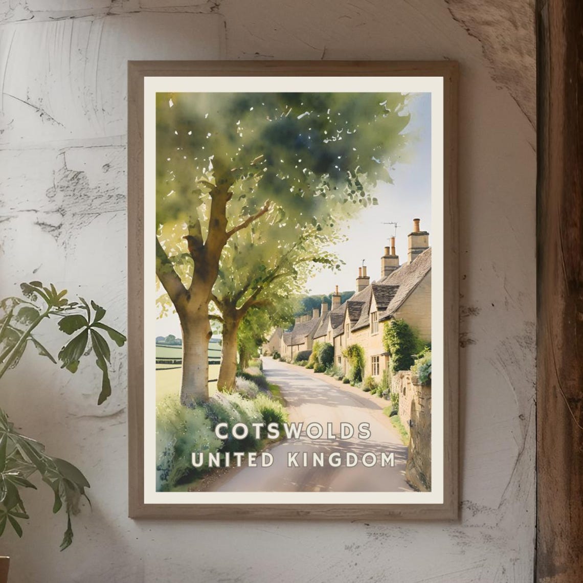 Cotswolds Uk Poster Countryside Village Print English Country Road Nature Art United Kingdom Travel Decor Rustic Cottage Wall Art - Image 2