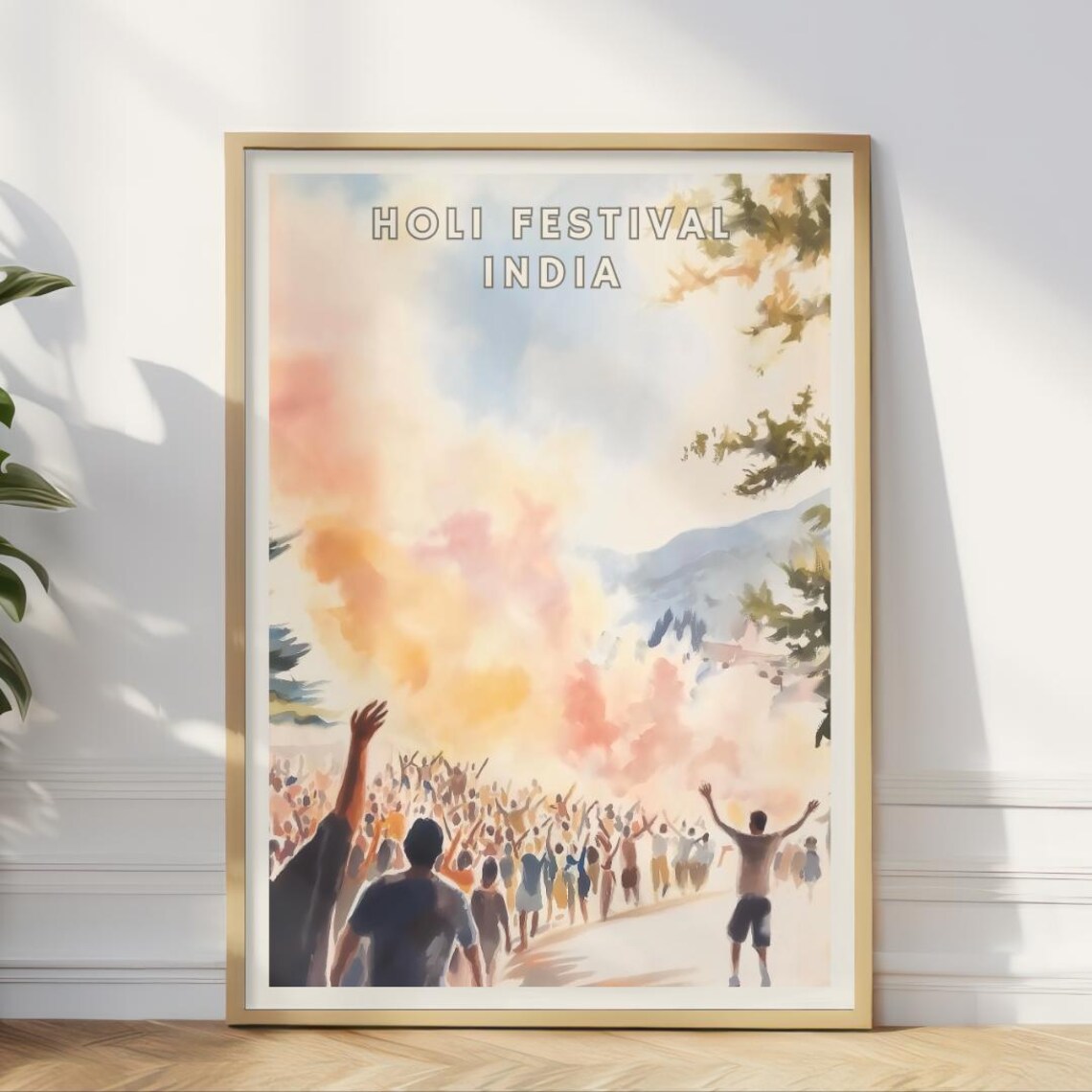 Holi Festival India Travel Poster, Cultural Celebration