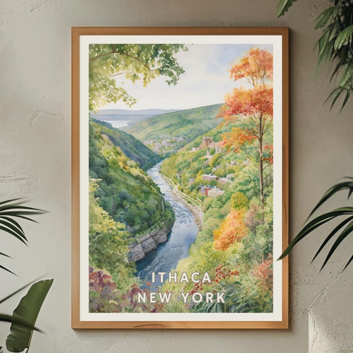 Ithaca New York, Autumn Landscape Travel Poster - Image 2