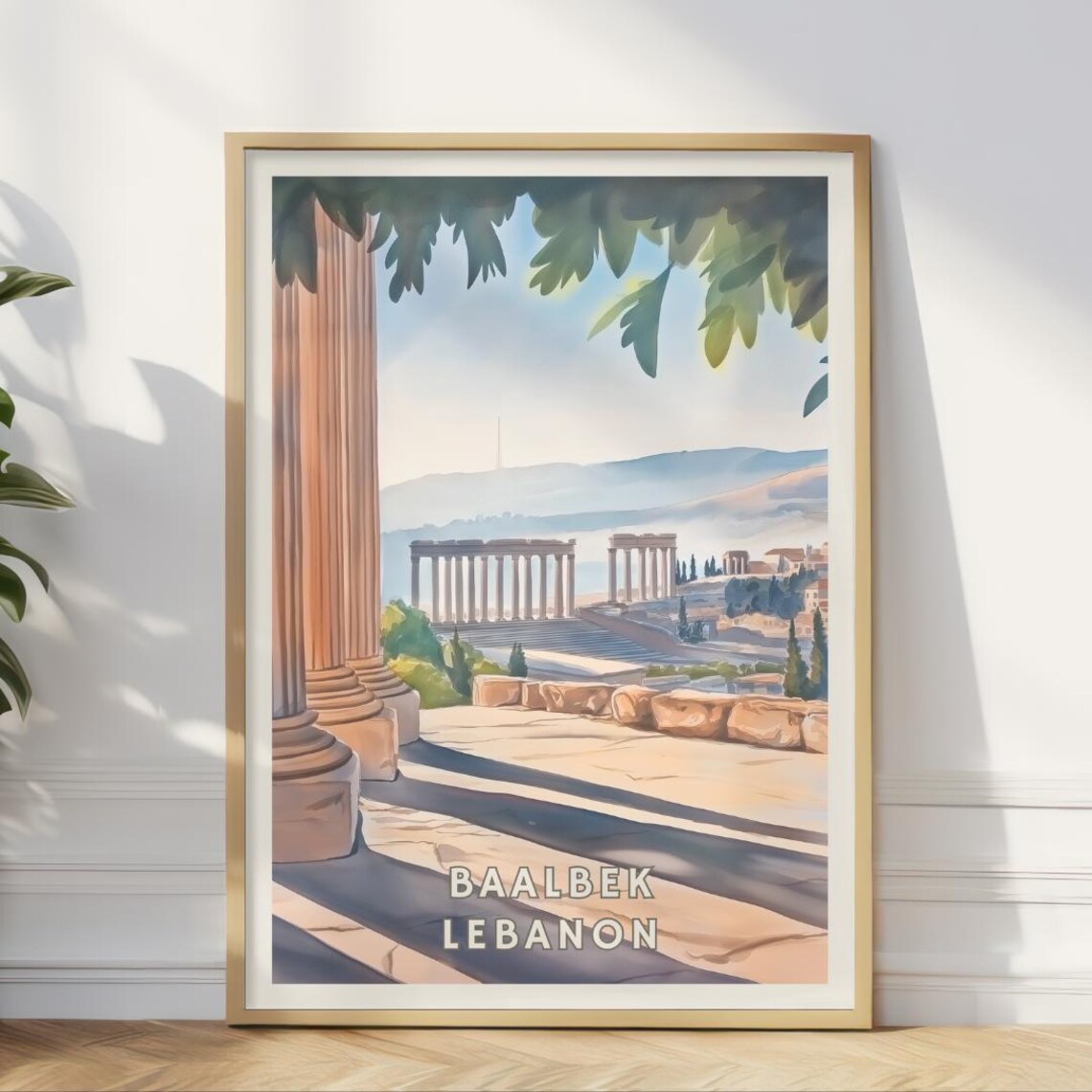 Baalbek Lebanon Poster Ancient Ruins Wall Art Roman Temple Print Middle East Travel Decor Historical Landscape Living Room Print