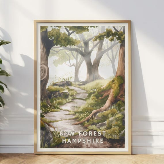 New Forest Hampshire Poster British Countryside Wall Art Nature Landscape Print Uk Travel Decor Rustic Home Design Office Or Bedroom Art