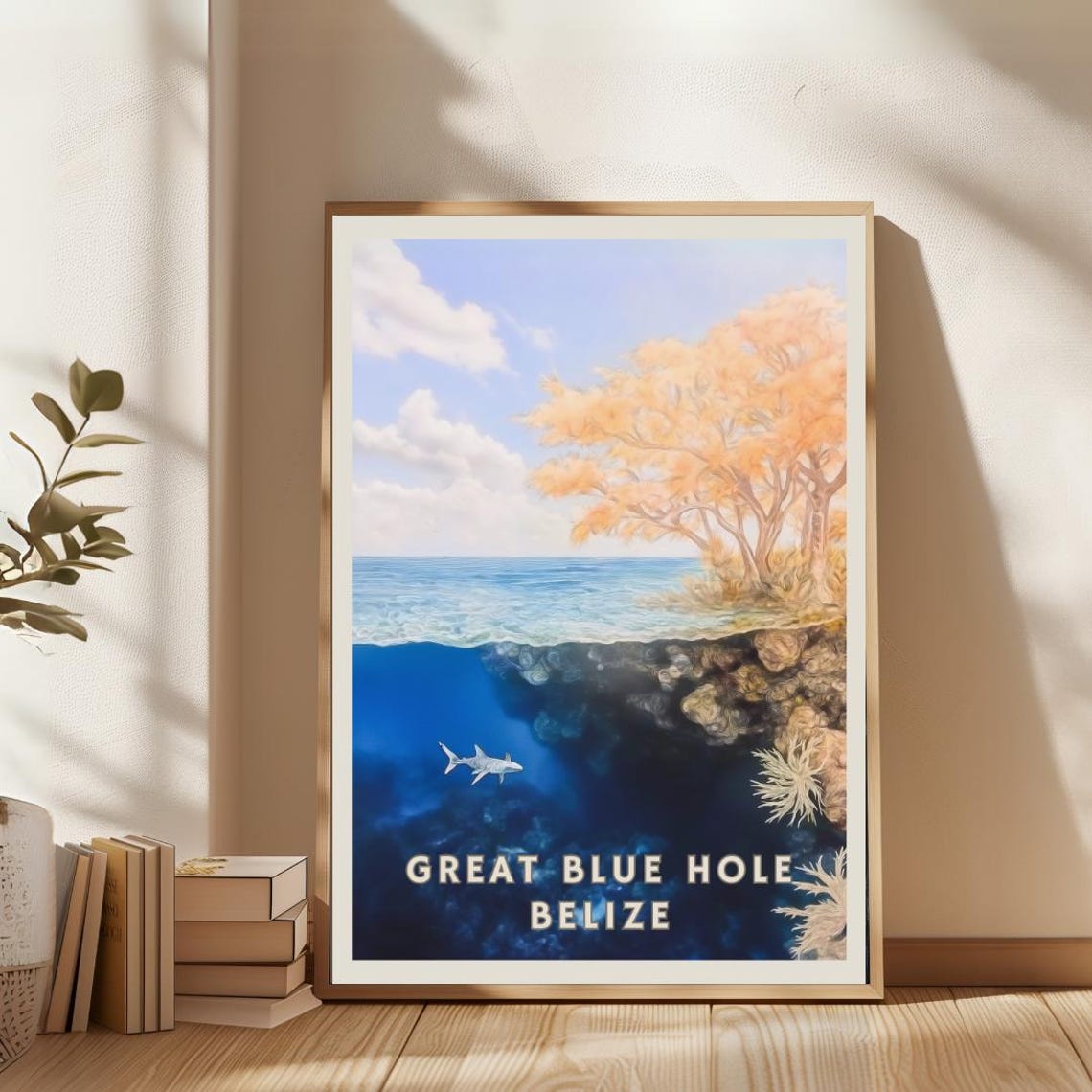 Great Blue Hole Belize Poster Underwater Nature Art Belize Diving Poster Tropical Ocean Wall Decor Belize Nature Print Travel Print - Image 2