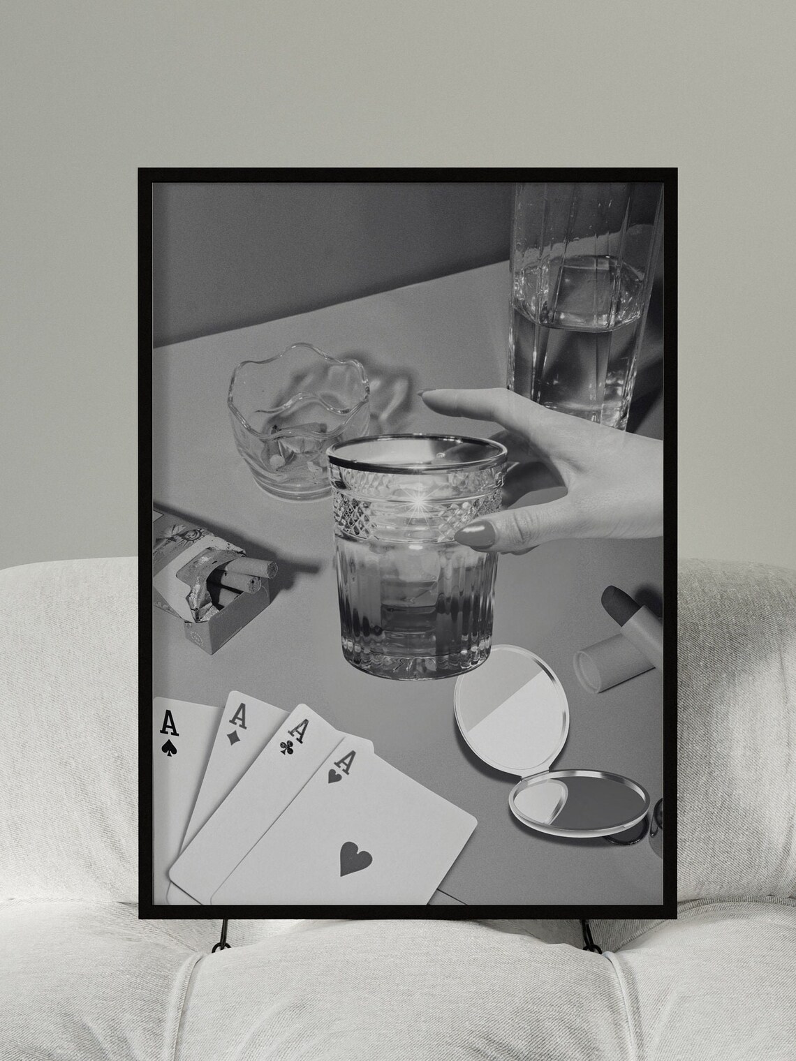 Black And White Poker Night Four Aces Dramatic Photo Art Poster - Image 2