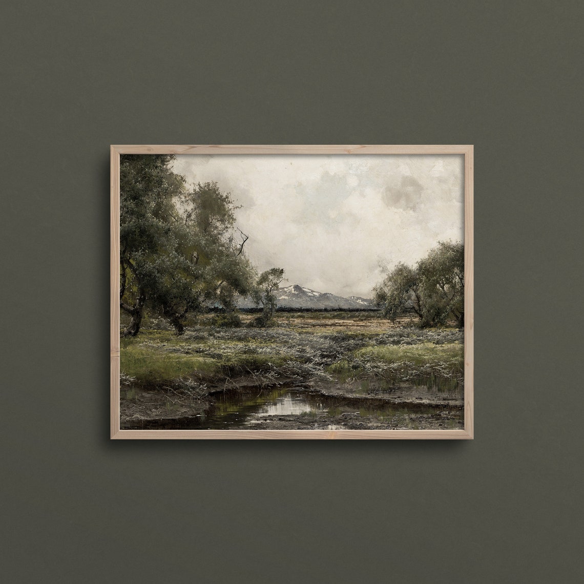Moody Mountain Stream Stormy Countryside Vintage Oil Painting Poster - Image 2