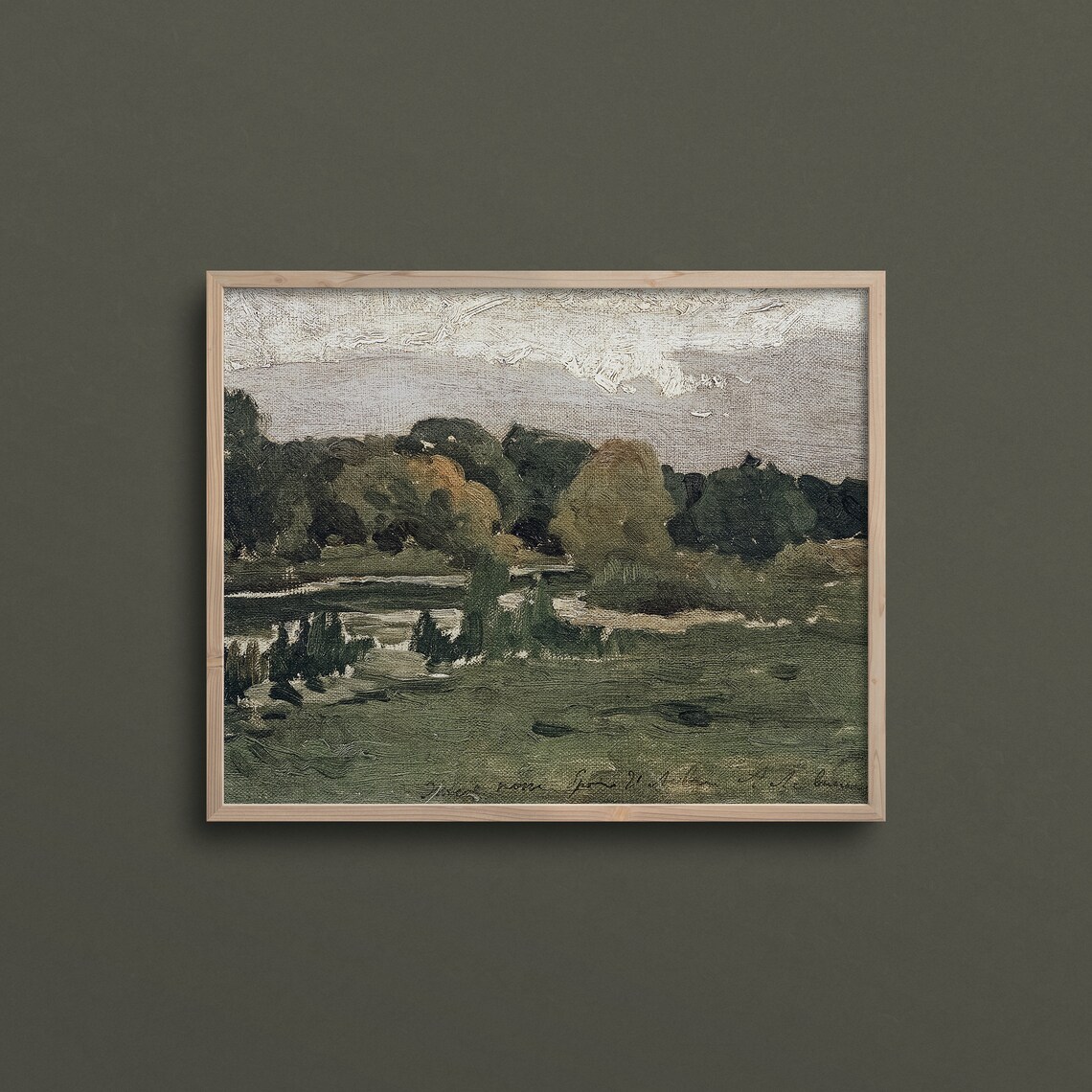 Countryside River Moody Forest Landscape Art Print - Image 2