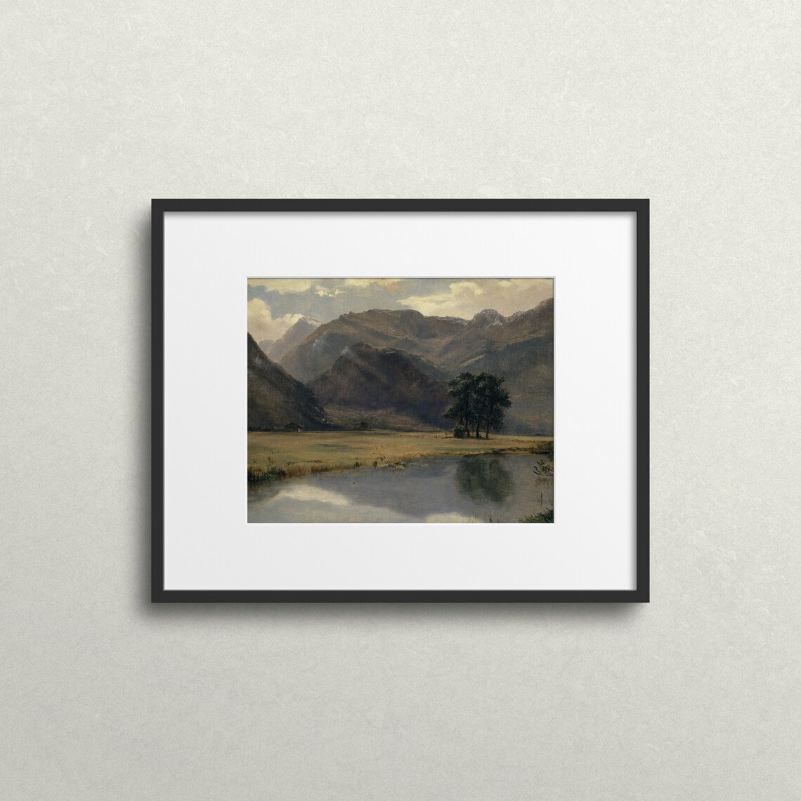Mountain Lake Countryside Vintage Landscape Art Print - Image 2