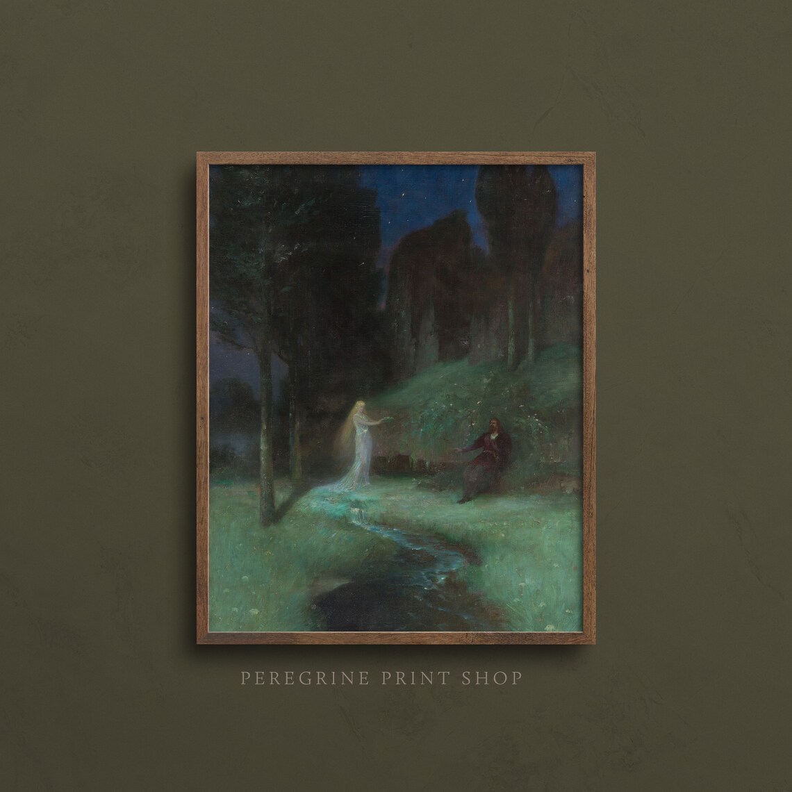 Moonlit Forest Ghostly Apparition Vintage Dark Fairytale Painting Art Print - Image 3