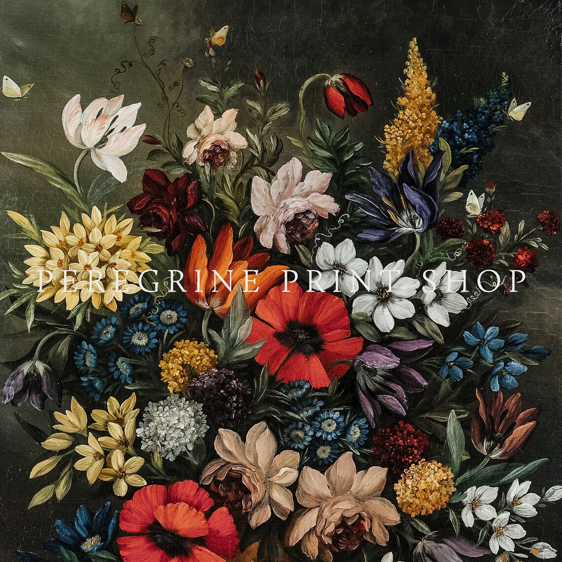 Dark Moody Floral Still Life Bouquet Vintage Dutch Master Art Poster - Image 2