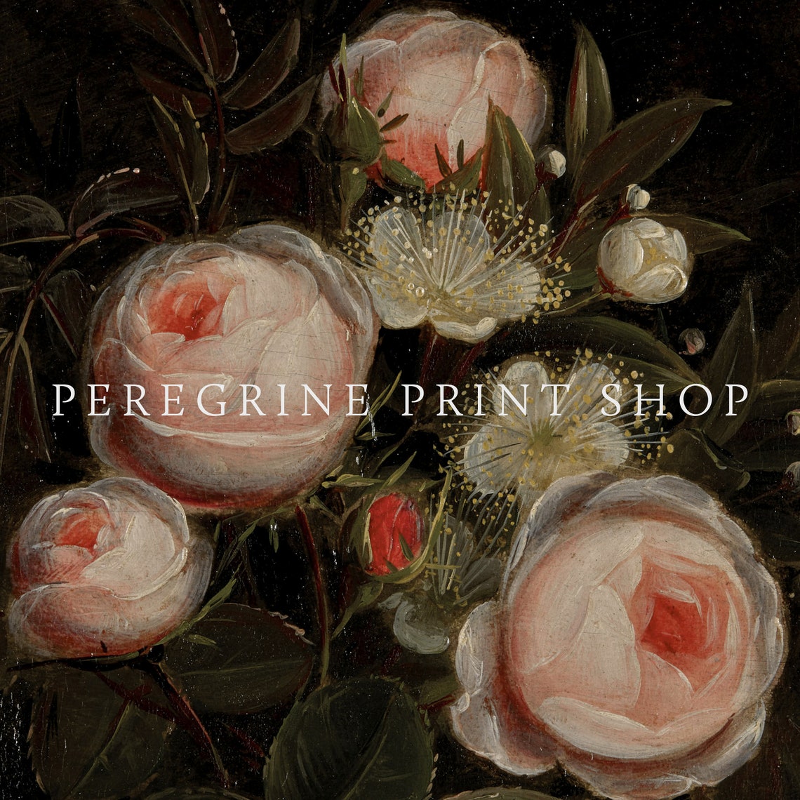 Rose Blooms Vintage Oil Painting Vintage Rose Art Print Rose Wall Art Moody Art Moody Wall Art Dark Academia Art L216 - Image 2