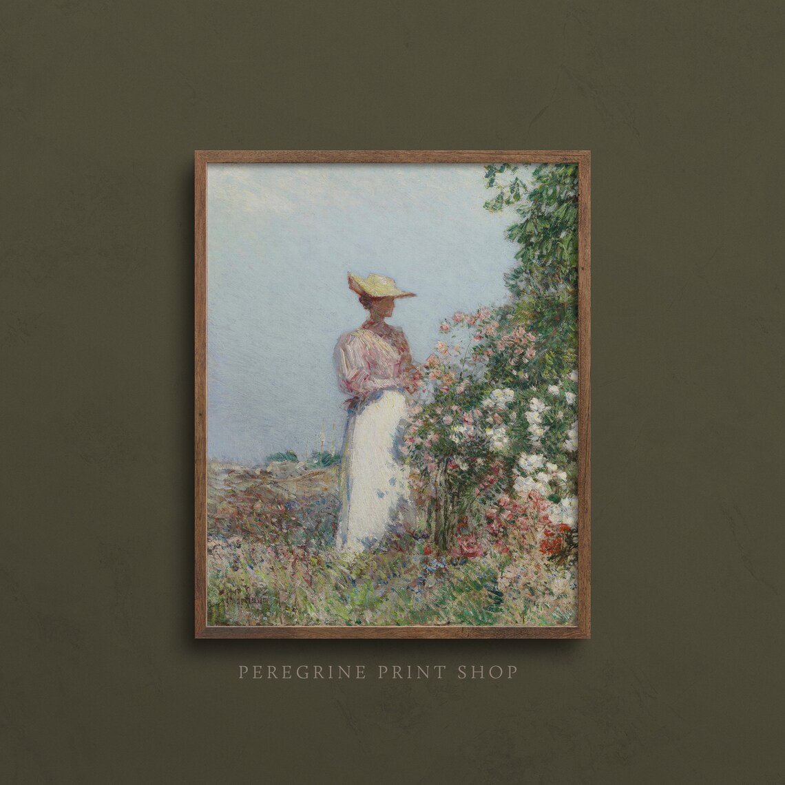 Lady In The Garden Fine Art Print Vintage Garden Wall Art Eclectic Wall Art Cottage Wall Art Green Oil Painting A65 - Image 3