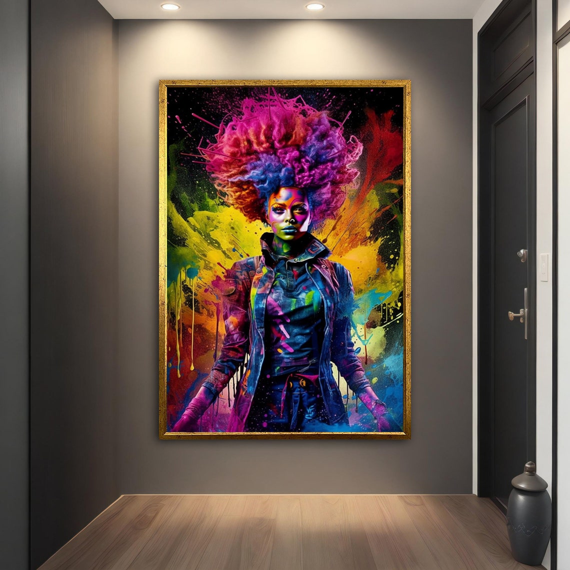 Neon Colorful Modern Woman Wall Art Colorful Modern Woman Print Colorful Abstract Woman Painting Modern Woman Wall Decor - Image 3