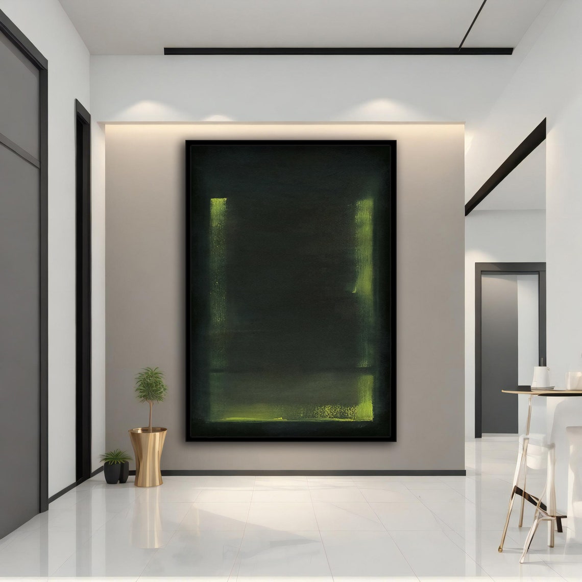 Mark Rothko Style Dark Green Black Color Field Abstract Wall Art Print