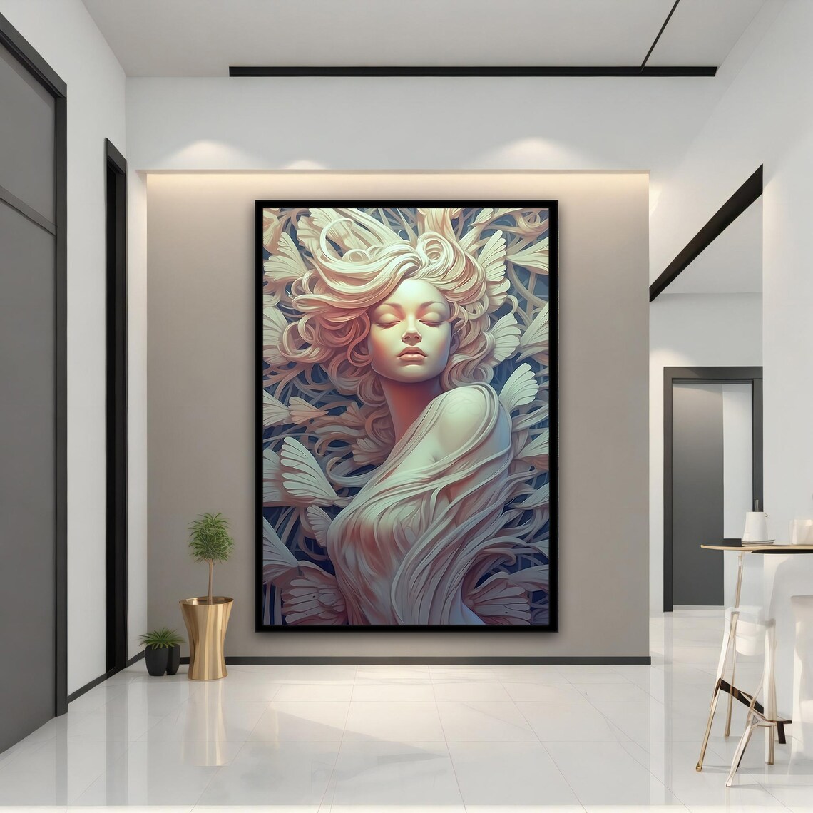 3d Looking Sculpture Woman Painting Beautiful Sculpture Woman Wall Art Woman Poster Framed Sculpture Woman Print - Image 3
