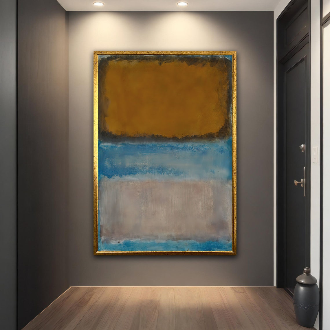 Rothko Style Ochre Blue Color Field Abstract Wall Art Poster - Image 3