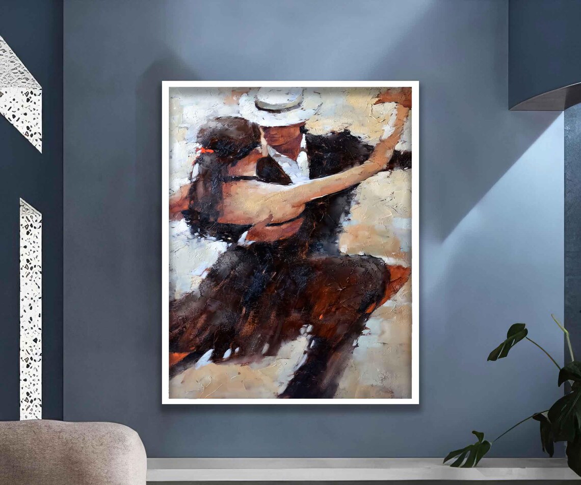 Passionate Tango Dance Couple Romantic Ballroom Impressionist Art Poster - Image 2