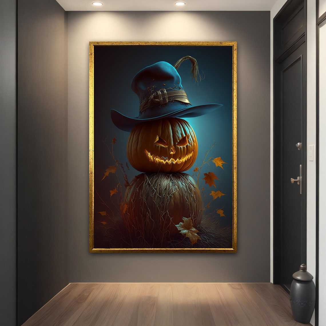 Halloween Jack O Lantern Pumpkin Witch Hat Autumn Night Art Poster - Image 2