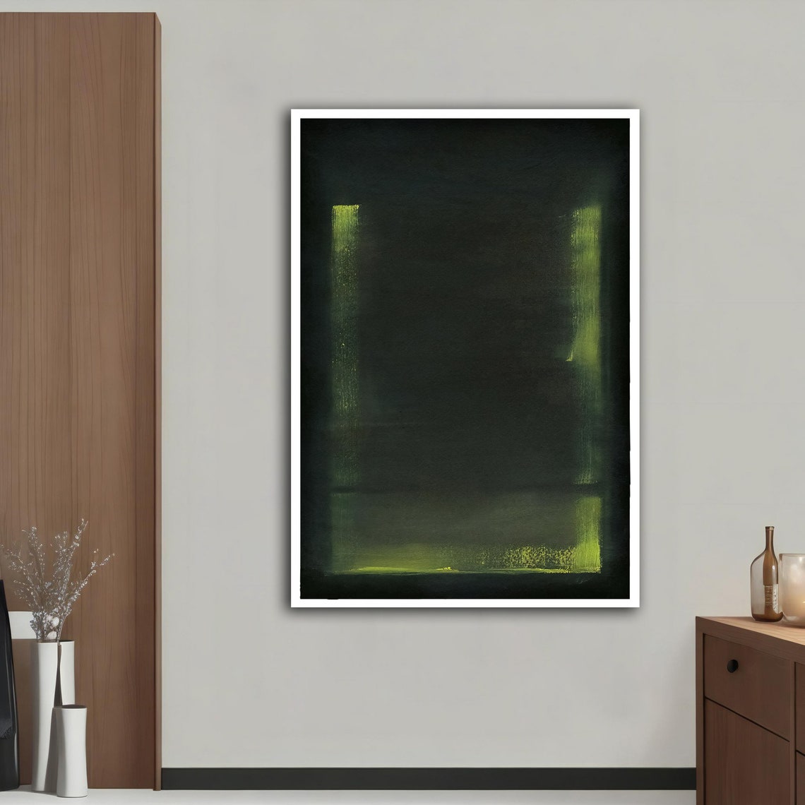 Mark Rothko Style Dark Green Black Color Field Abstract Wall Art Print - Image 2