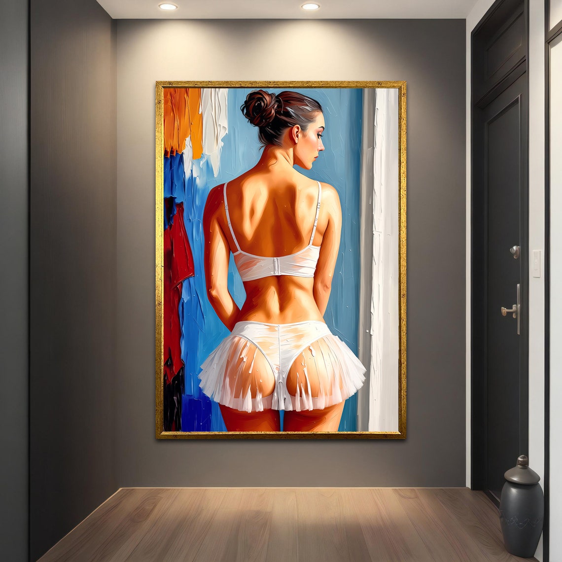 Ballerina Back View White Tutu Warm Light Elegant Dance Wall Print - Image 2