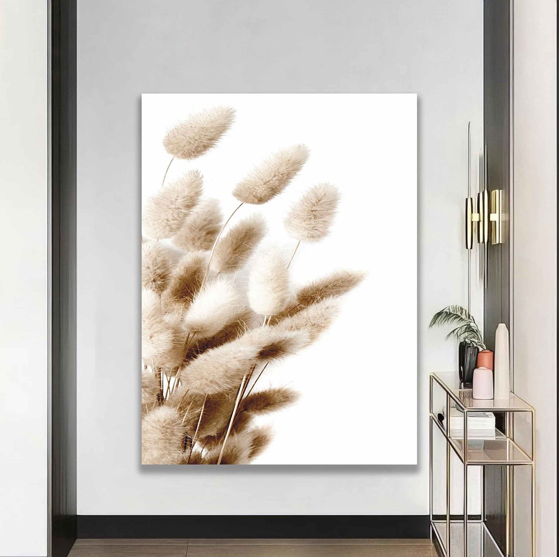 Cream Bunny Tail Grass Stems Minimalist Botanical Art Poster - Image 5