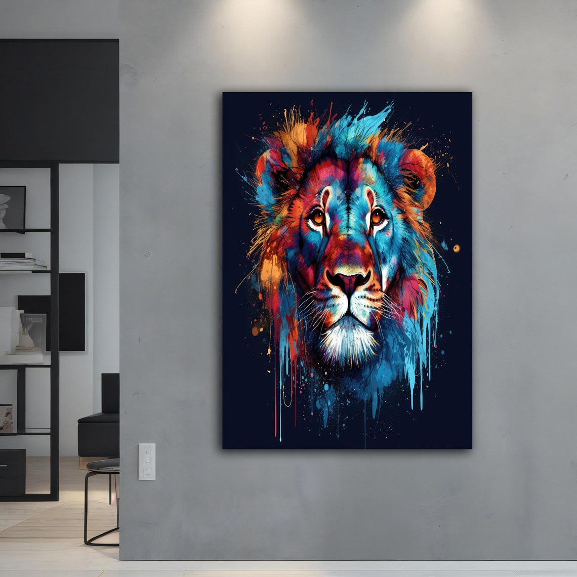 Abstract Splash Paint Lion Head Colorful Pop Art Wildlife Print - Image 5
