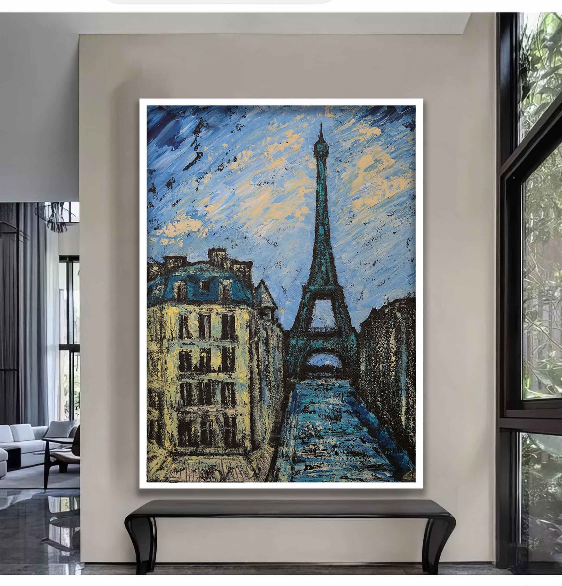 Paris Eiffel Tower Street View Impasto Oil Painting Style Poster - Image 5