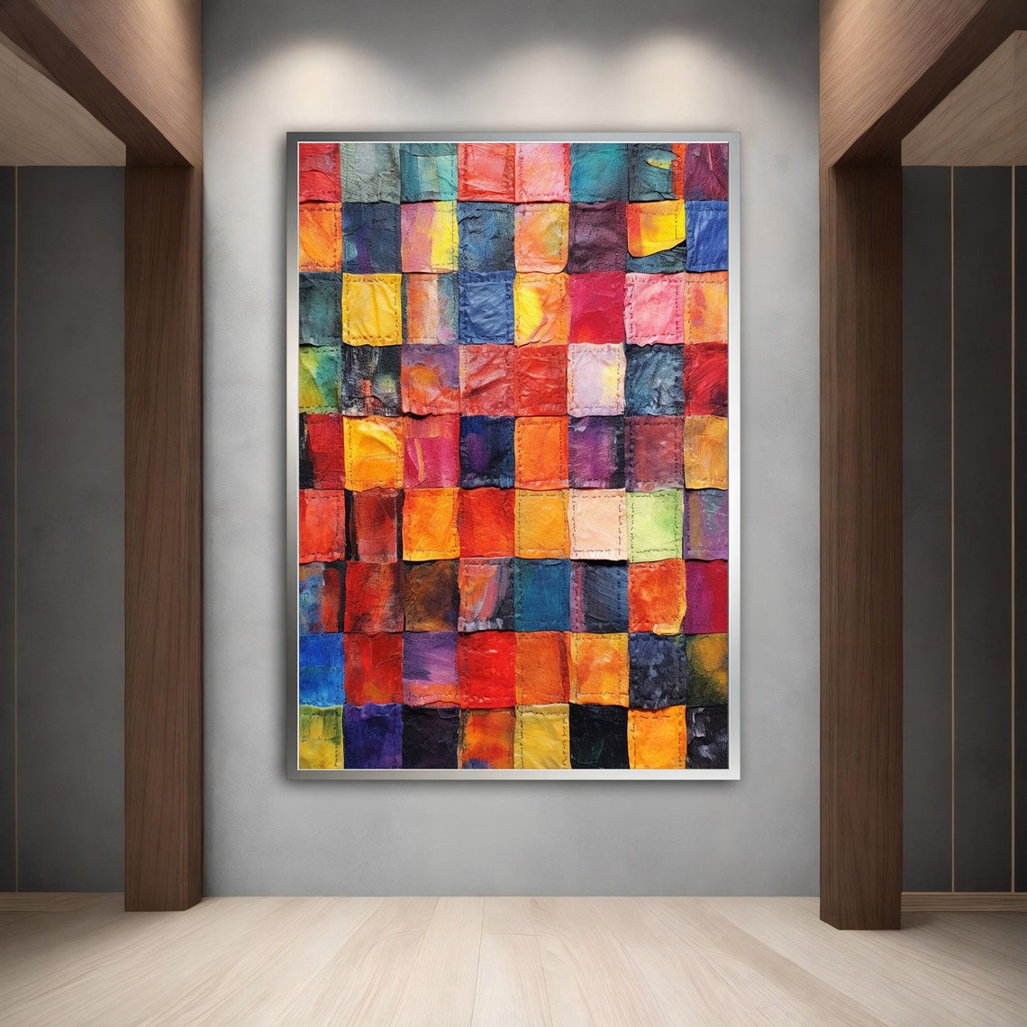 Colorful Mosaic Patchwork Squares Abstract Modern Wall Art Print - Image 5