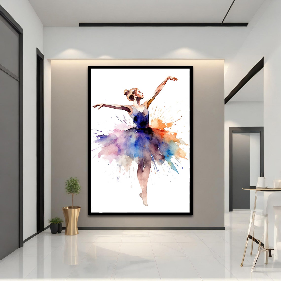 Watercolor Ballerina Paint Splash Tutu Delicate Dance Art Print - Image 4