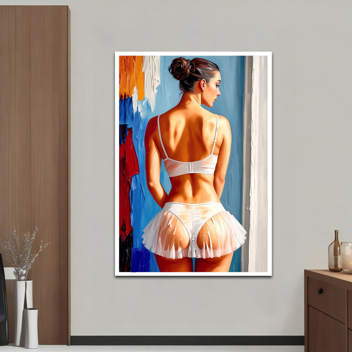 Ballerina Back View White Tutu Warm Light Elegant Dance Wall Print - Image 5