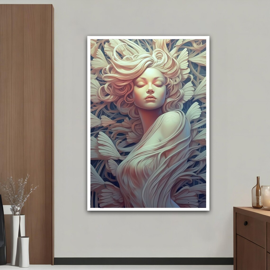 3d Looking Sculpture Woman Painting Beautiful Sculpture Woman Wall Art Woman Poster Framed Sculpture Woman Print - Image 2