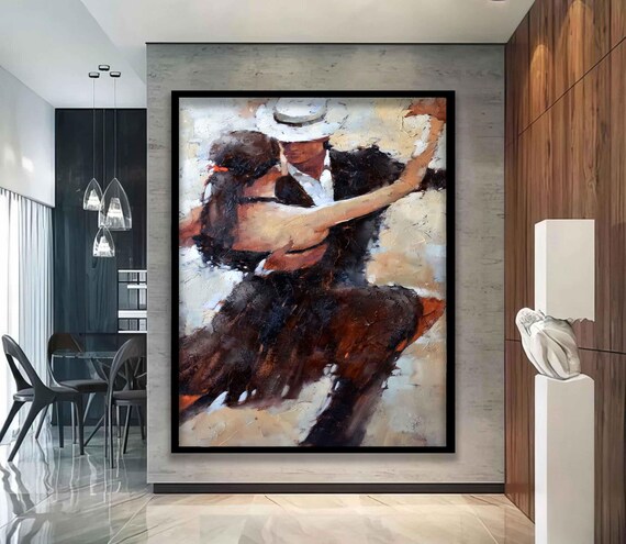 Passionate Tango Dance Couple Romantic Ballroom Impressionist Art Poster
