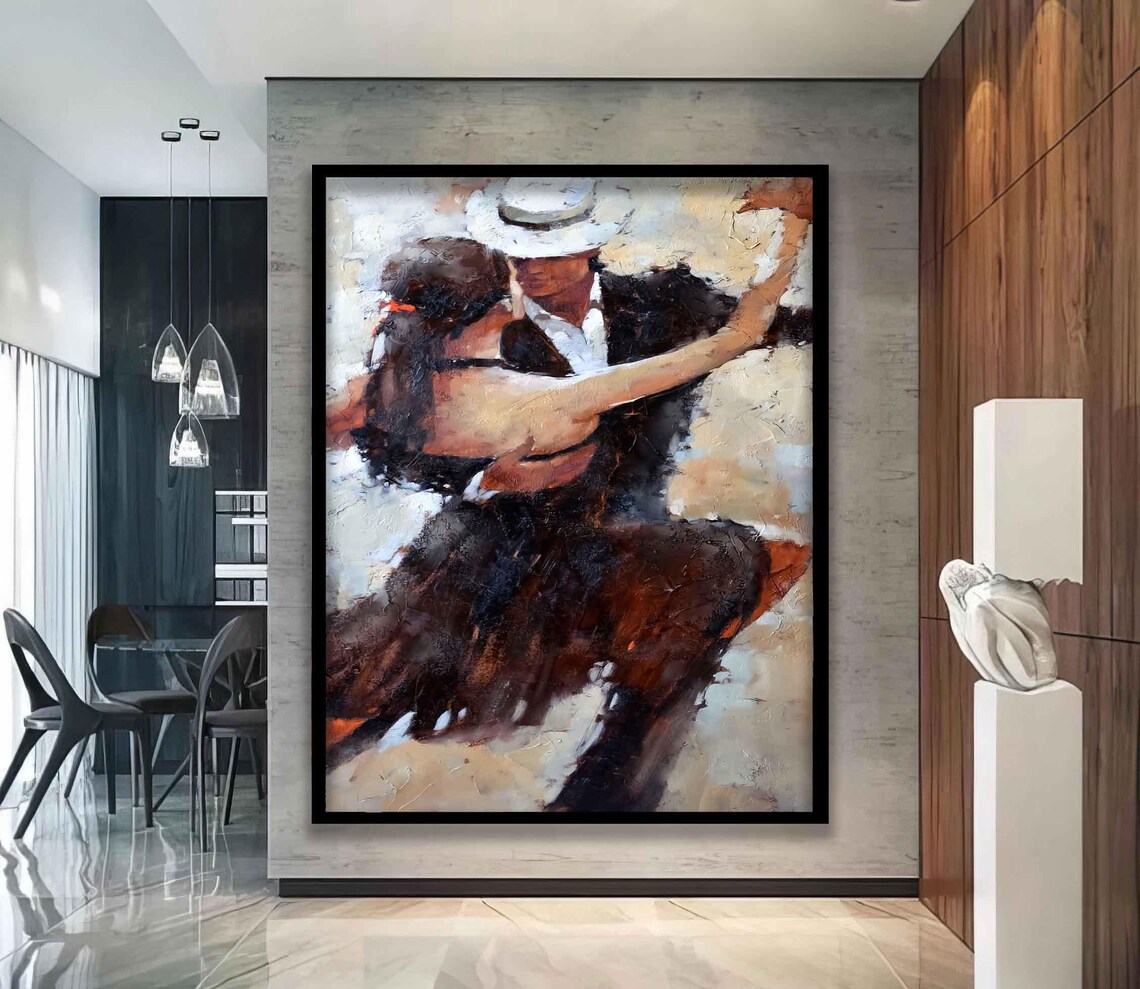 Passionate Tango Dance Couple Romantic Ballroom Impressionist Art Poster
