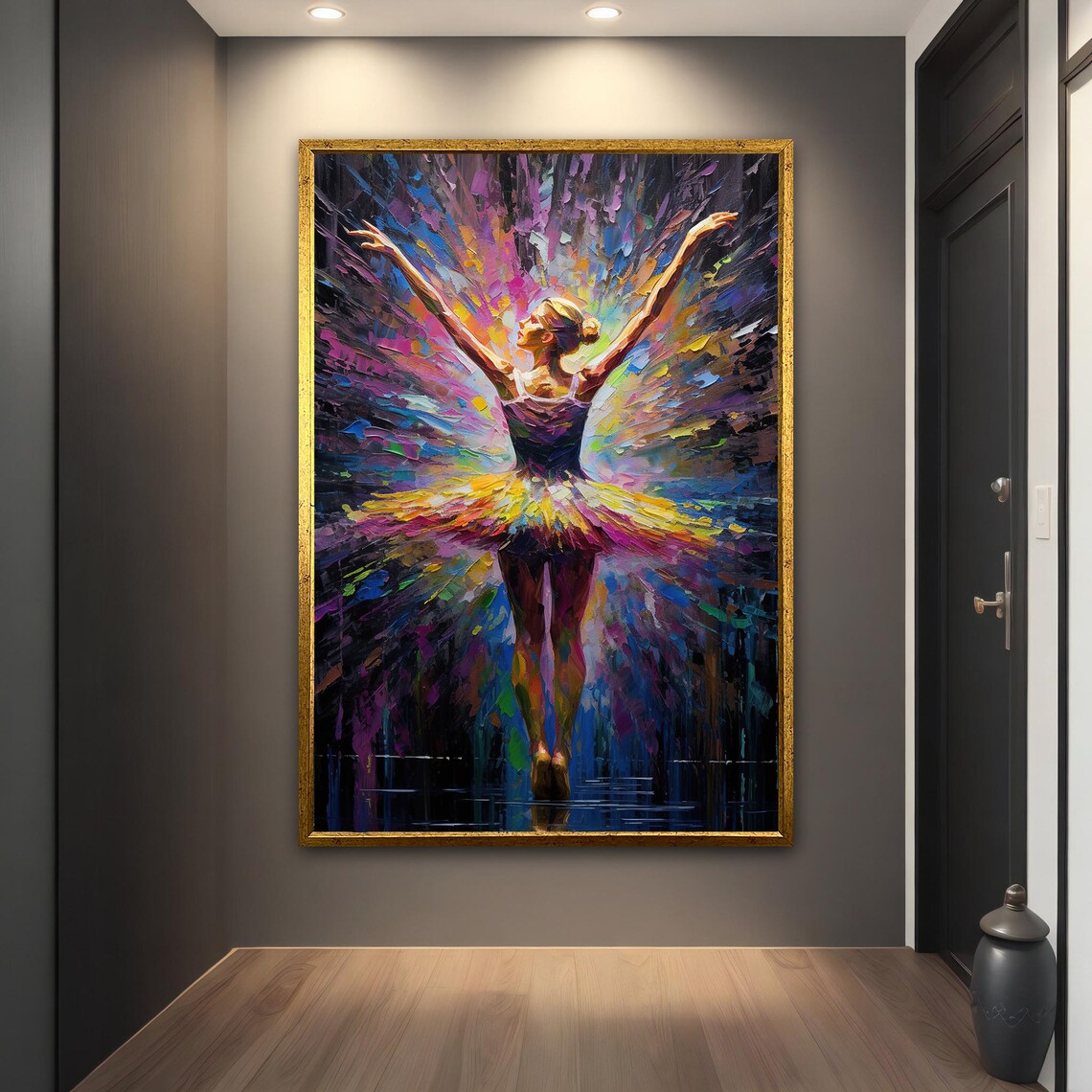 Ballerina Arms Raised Colorful Impasto Dance Painting Wall Art Print - Image 5