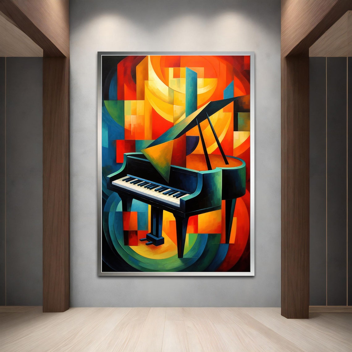 Grand Piano Geometric Cubist Colorful Music Instrument Art Poster - Image 3