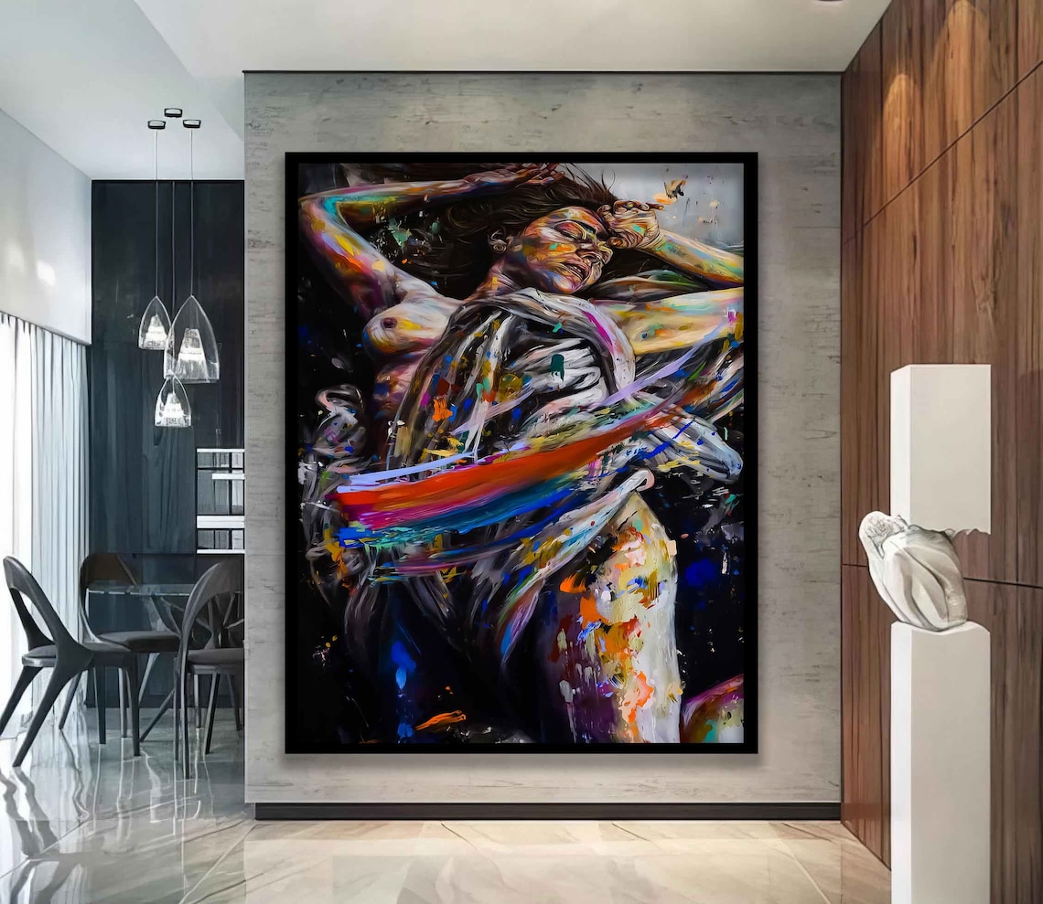 Abstract Woman Colorful Paint Splash Expressive Figure Art Poster - Image 4