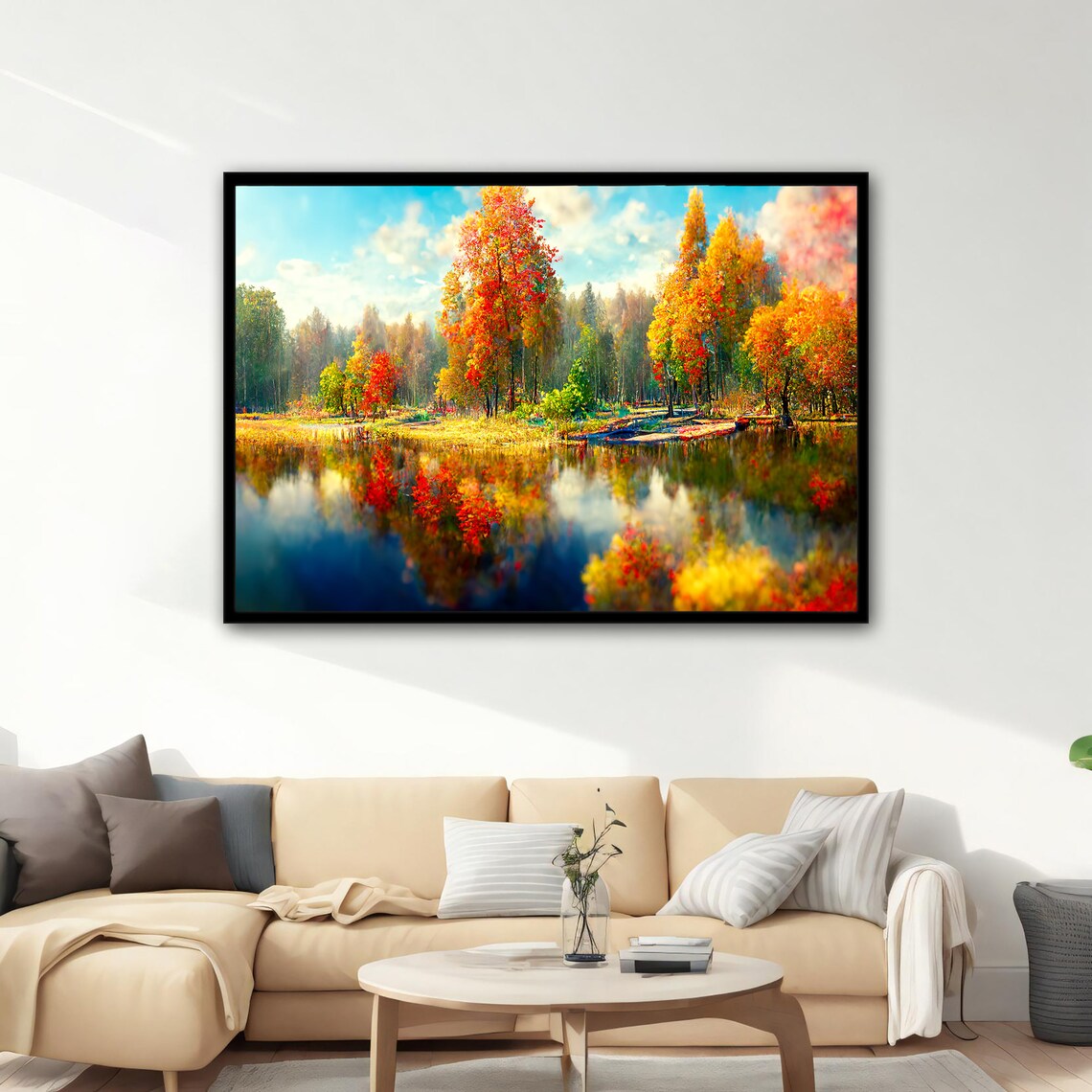 Autumn Lake Fall Foliage Mirror Reflection Colorful Landscape Poster - Image 3