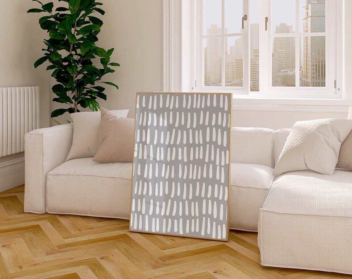 Grey Modern Abstract Organic Minimalist Art Print