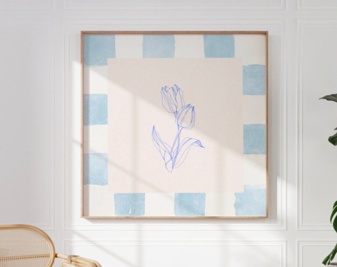 Tulip Illustration Print, Trendy Botanical Decor