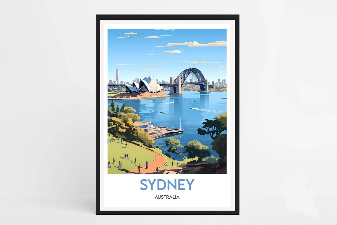 Sydney Australia Opera House Harbour Bridge Waterfront Travel Poster