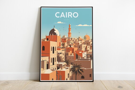 Cairo Poster Minimalist Illustration Egyptian Wall Art Exotic Decor