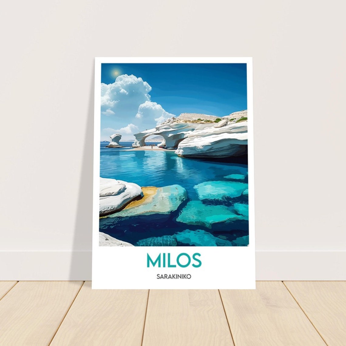 Milos Sarakiniko White Rock Lunar Landscape Seaside Classic Poster - Image 2