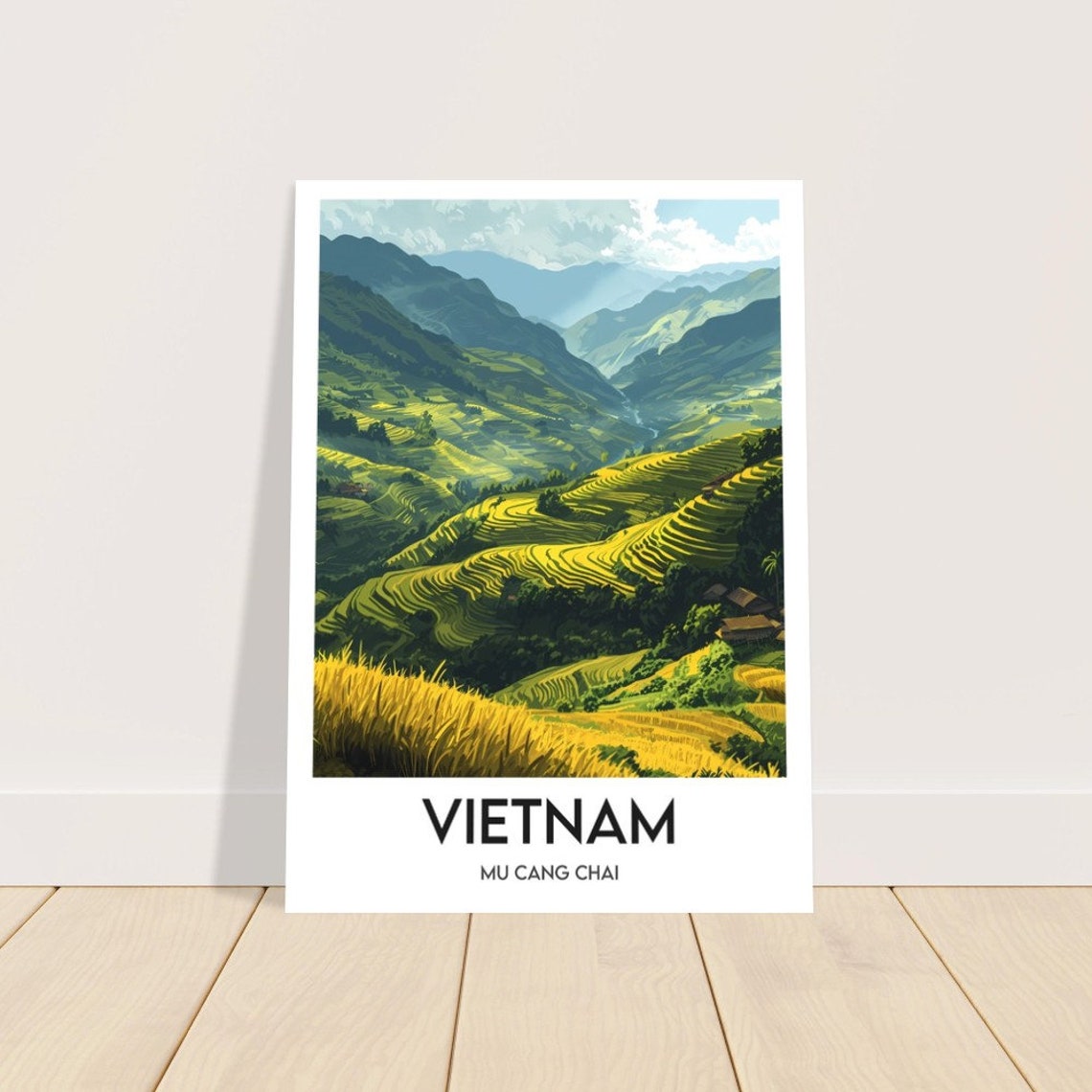 Vietnam Mu Cang Chai Green Terraced Rice Fields Mountain Poster - Image 2