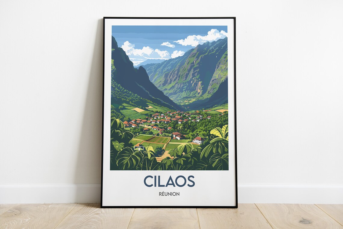 Cilaos Reunion Island Lush Mountain Valley Village View Poster