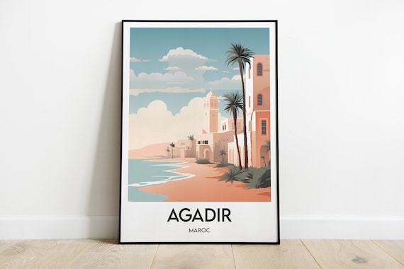 Agadir Travel Poster Interior Decoration Agadir Morocco Poster