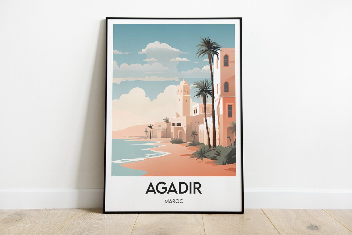 Agadir Travel Poster Interior Decoration Agadir Morocco Poster