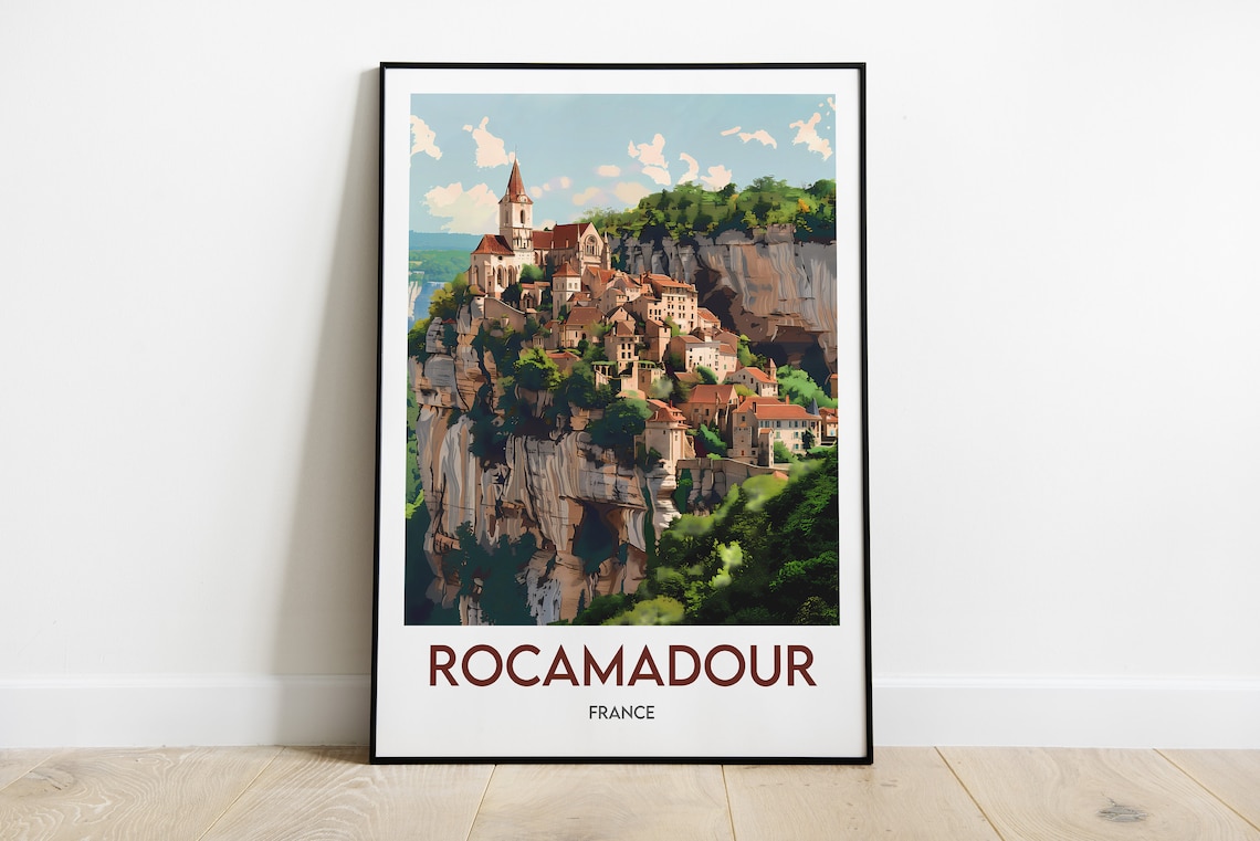 Rocamadour France Travel Poster, Wall Art Print