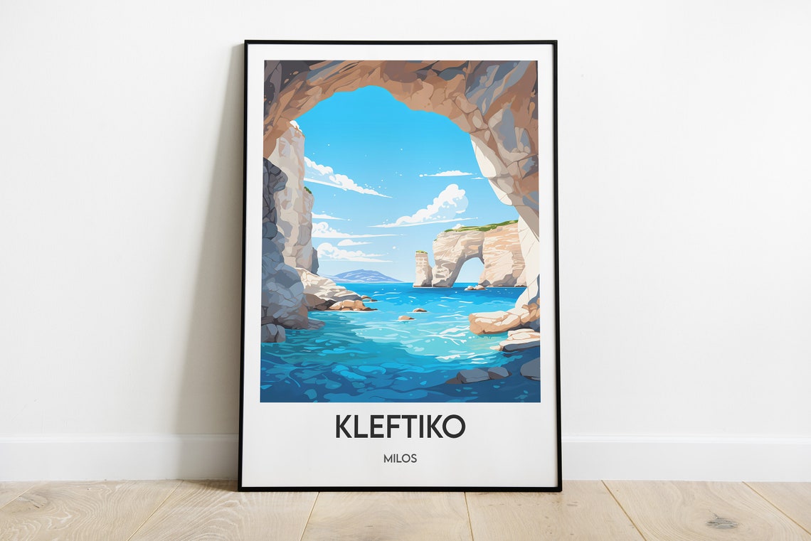 Kleftiko Milos Sea Caves Rock Arch Greece Island Travel Poster